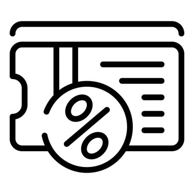 Satış kartı ikonu ana hatları vektörü. Çevrim içi iş