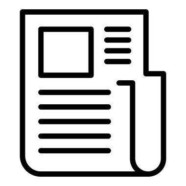 Gazete tanıtım ikonu ana hatları vektörü. Boş çevrimiçi