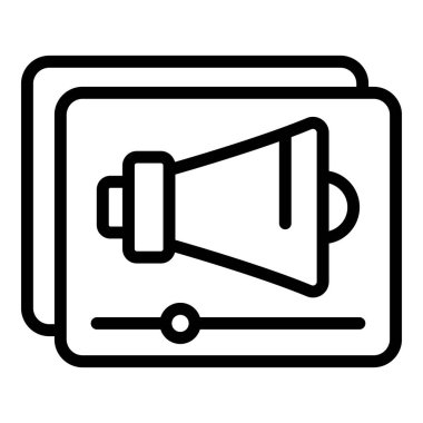 Çevrimiçi megafon ikonu ana hatları vektörü. İndirim.