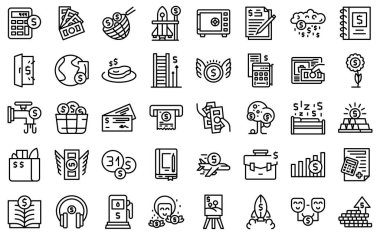 Mali özgürlük ikonu ana hat vektörü. Zenginlik gideri