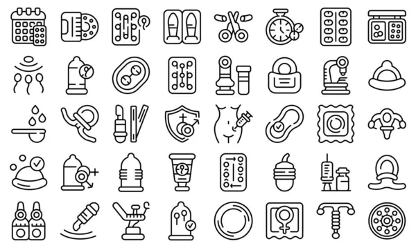 Contraceptives icons set outline vector. Birth control — Stock Vector