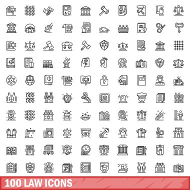 100 hukuk Icons set, anahat stili