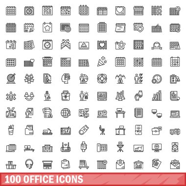 100 office Icons set, anahat stili