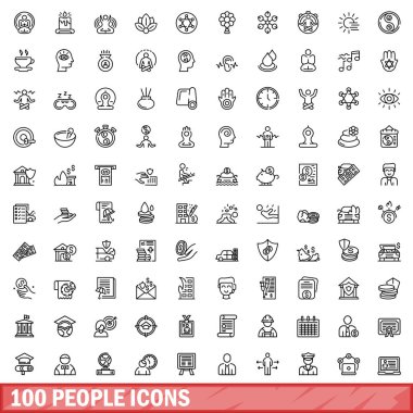 100 kişi Icons set, anahat stili