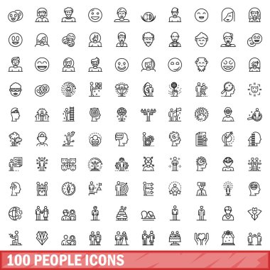 100 kişi Icons set, anahat stili