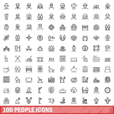 100 kişi Icons set, anahat stili