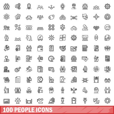100 kişi Icons set, anahat stili