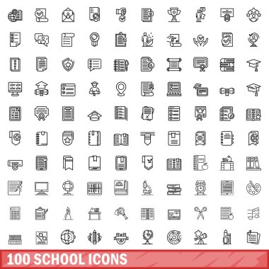 100 Icons set, anahat stili okul