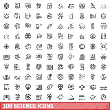 100 bilim Icons set, anahat stili