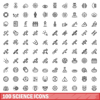 100 bilim Icons set, anahat stili