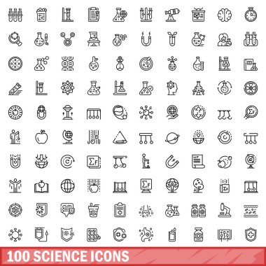 100 bilim Icons set, anahat stili