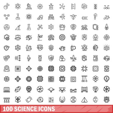 100 bilim Icons set, anahat stili