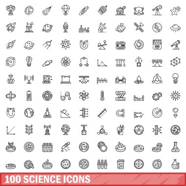 100 bilim Icons set, anahat stili
