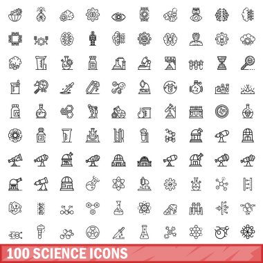 100 bilim Icons set, anahat stili