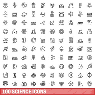 100 bilim Icons set, anahat stili
