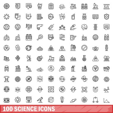100 bilim Icons set, anahat stili