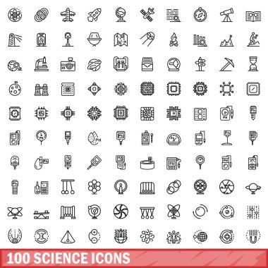 100 bilim Icons set, anahat stili