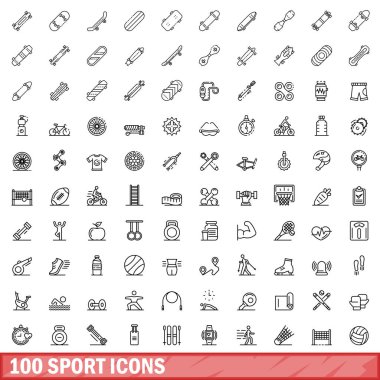 100 spor Icons set, anahat stili