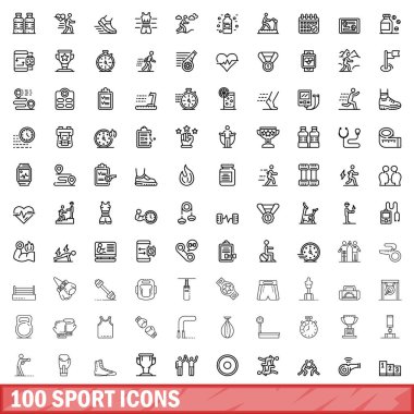 100 spor Icons set, anahat stili