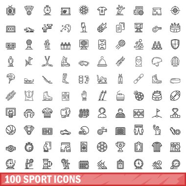 100 spor Icons set, anahat stili