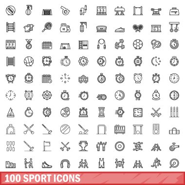 100 spor Icons set, anahat stili