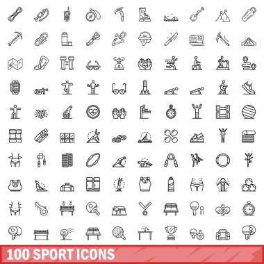 100 spor Icons set, anahat stili