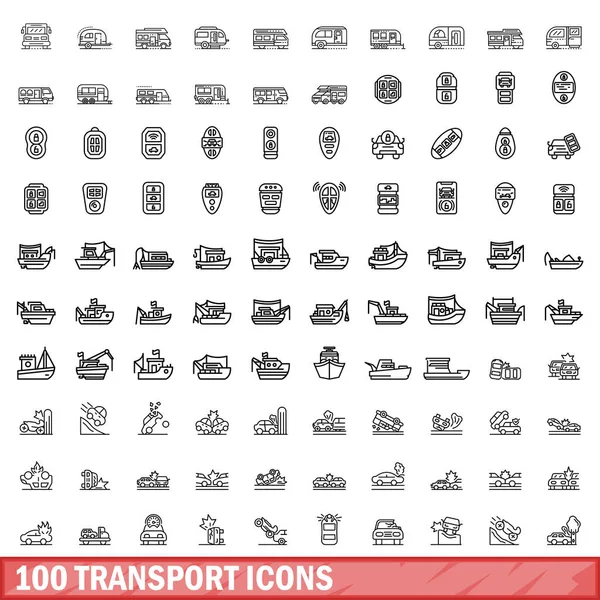 100 运输大纲样式图标集 — 图库矢量图片