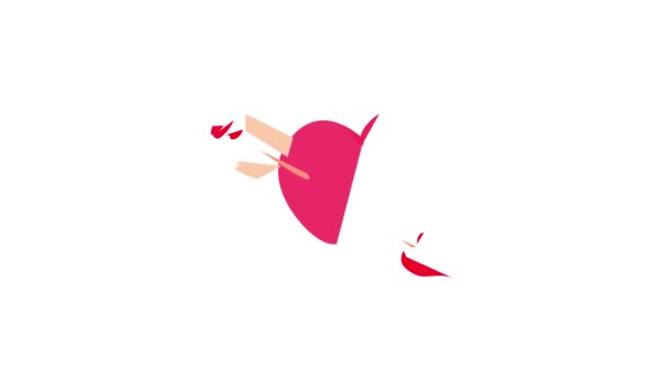 Pinkfarbenes Herz mit Pfeil-Symbol-Animation — Stockvideo
