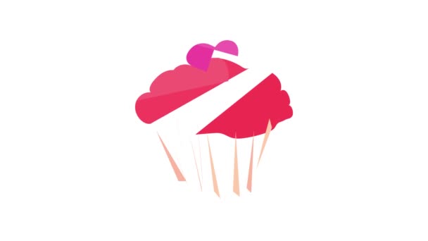 Valentine cupcake icono de animación — Vídeos de Stock