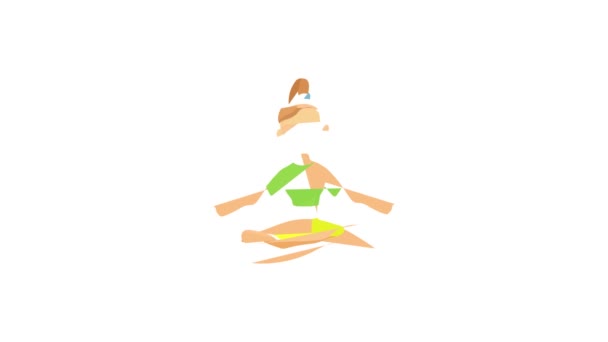 Chica en yoga pose icono de animación — Vídeos de Stock