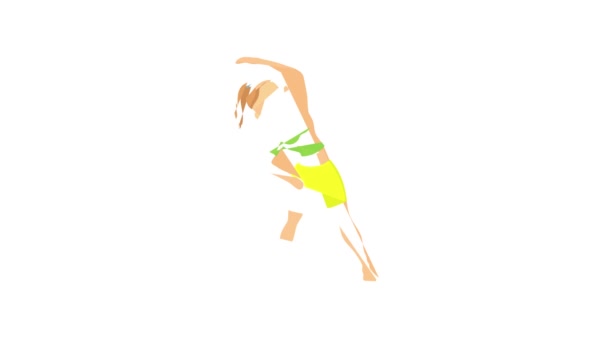 Girl doing exercises icon animation — Stock Video
