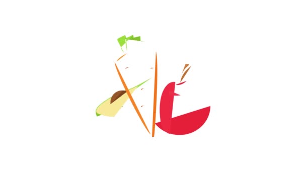 Animace ikon Zelenina a ovoce — Stock video