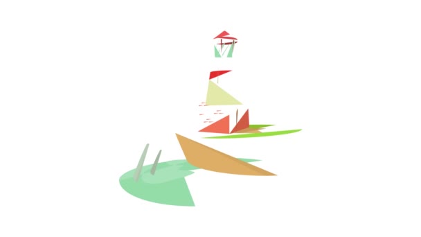 Анимация иконок маяка — стоковое видео