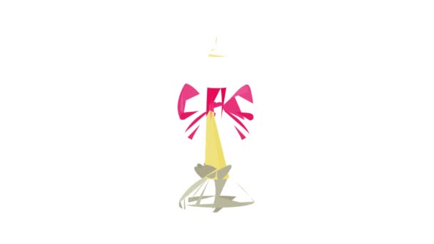 キャンドルスティックアイコンアニメーションでピンクの弓とホワイトキャンドル — ストック動画