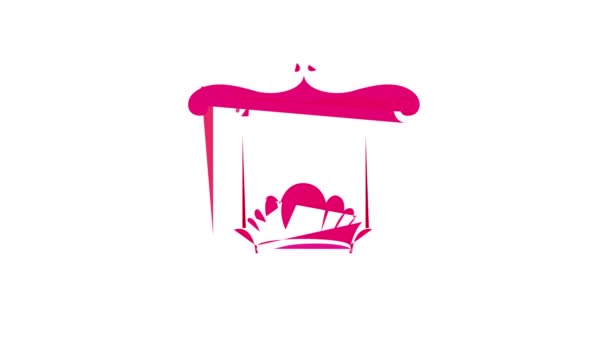 Animace ikon růžového houpání — Stock video