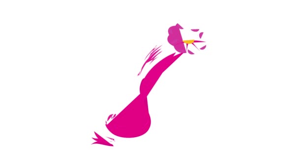 Pinkfarbenes Band mit Blume-Icon-Animation — Stockvideo