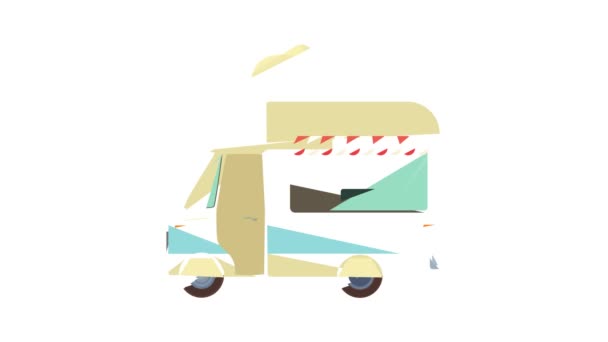 Mobile shop truck with big ice cream cup icon animation — Stock Video