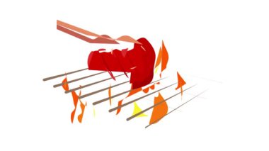 Barbekü ikonu animasyonunda biftek pişirme