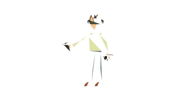 Hombre con vr manipulador icono de animación — Vídeos de Stock