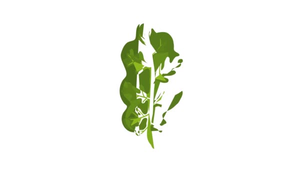 Green oak leaf icon animation — Stock Video