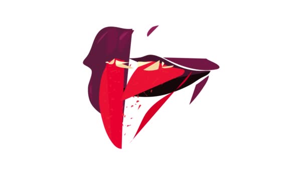 Lábios com animação ícone de língua — Vídeo de Stock