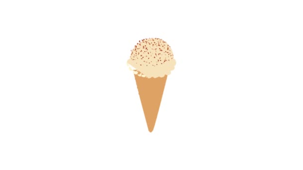 Ice cream with chocolate chips icon animation — Stock Video