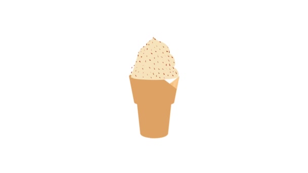 带有巧克力片图标动画的冰淇淋 — 图库视频影像