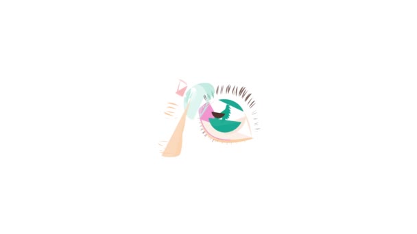 Insertar una lente de contacto en la animación del icono del ojo — Vídeo de stock