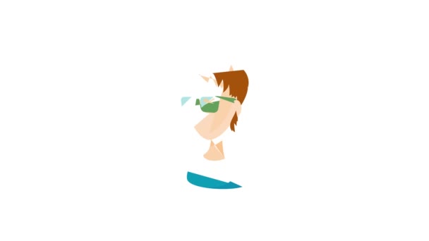 Jongeman met bril pictogram animatie — Stockvideo