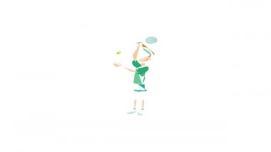 Genç adam tenis ikonu animasyonunu oynuyor