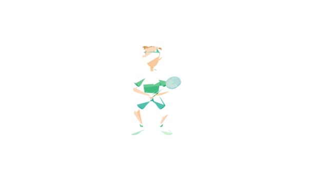 Tennis speler icoon animatie — Stockvideo