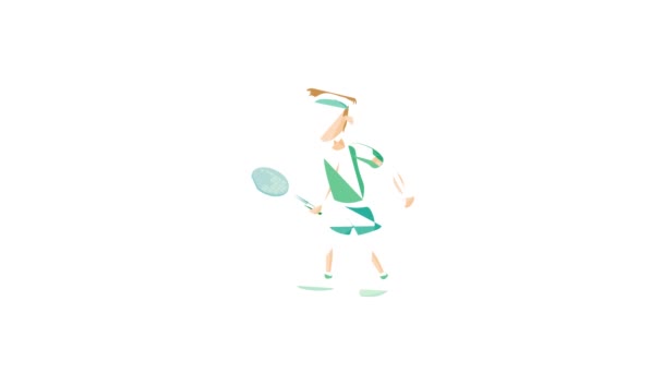 Man spelen tennis pictogram animatie — Stockvideo