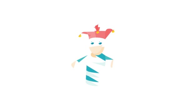 Animace ikon panenky Jester — Stock video
