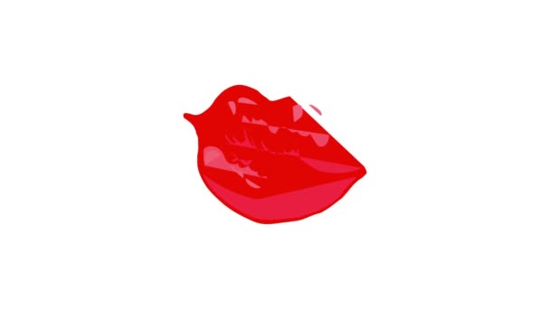 Rode lippen pictogram animatie — Stockvideo